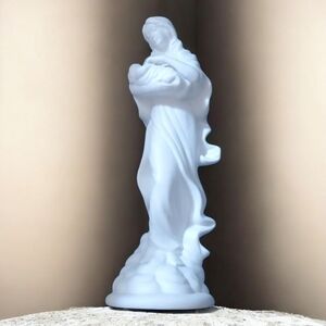Teleflora sculpture home about 11" x 4" white Mother Mary with child art Madonna